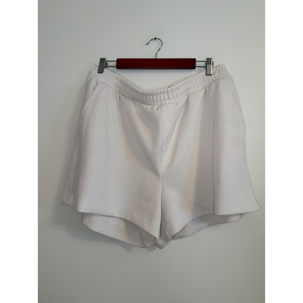 A New Day Cream High Rise Elastic Waist Scuba Shorts XXL Off White Side Slit